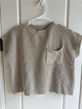 SHEIN Neutral Cable Knit Crew Neck Sweater - Light Beige